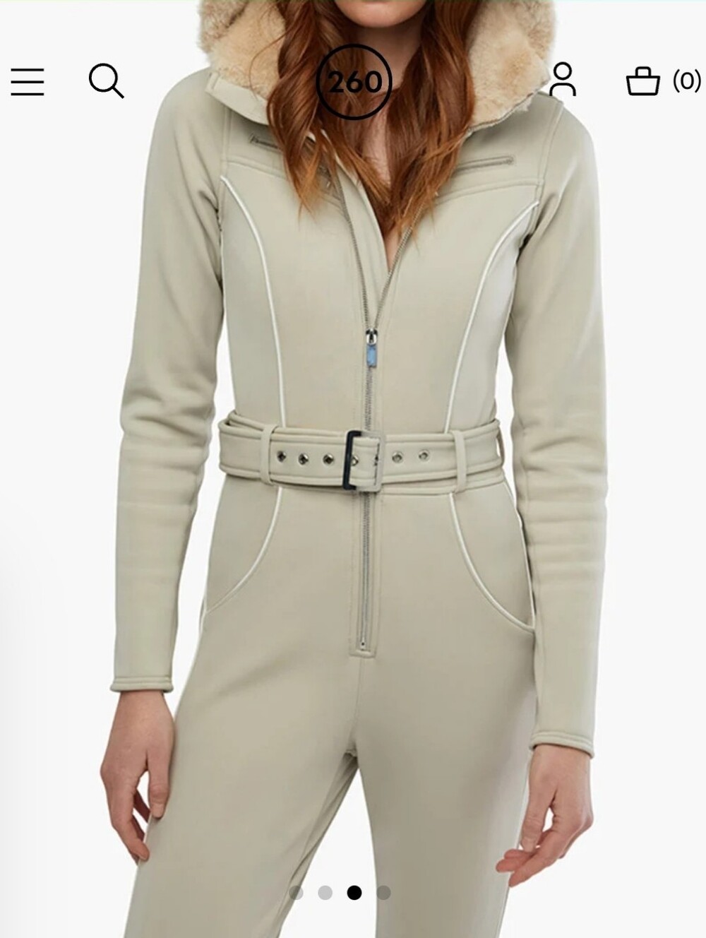 Weworewhat Cream Hooded Belted Ski Jumpsuit Small